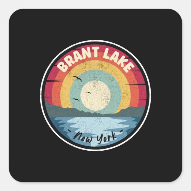 Sticker Carré Brant Lake New York Colorful Scene (Devant)
