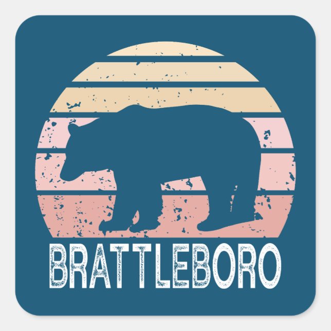 Sticker Carré Brattleboro Vermont Retro Bear (Devant)