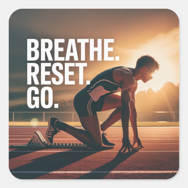 Sticker Carré Breathe. Reset. Go. (Devant)