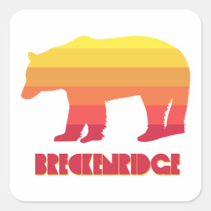 Sticker Carré Breckenridge Colorado Ours arc-en-ciel