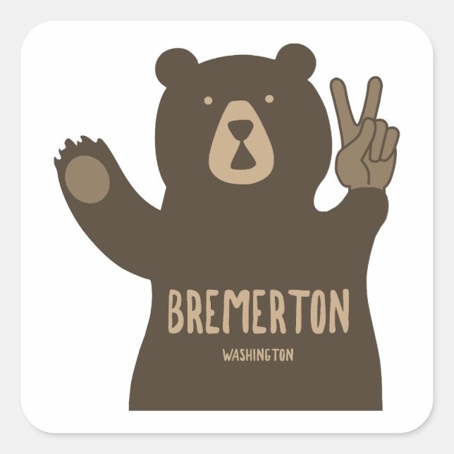 Sticker Carré Bremerton Washington Peace Ours (Devant)