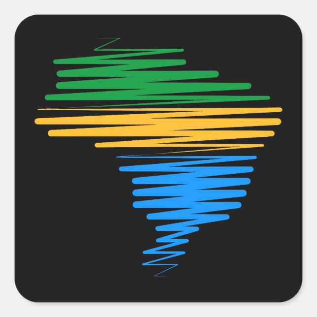 Sticker Carré Brésil carte frontière avec drapeau brésilien coul (Devant)