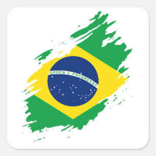 Sticker Carré Brésil déchiré Drapeau National Pride Sports Fans