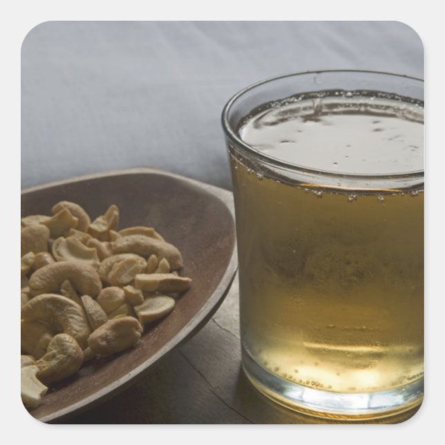 Sticker Carré Brésil. Un verre de Guarana Energy rafraîchissant (Devant)