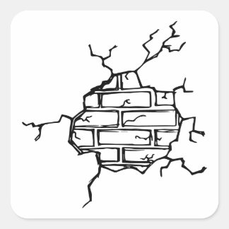 Sticker Carré Brickwork craqué