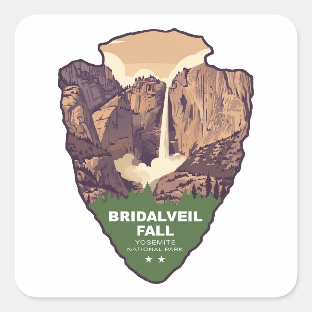 Sticker Carré Bridalveil Fall Yosemite National Park Arrowhead (Devant)