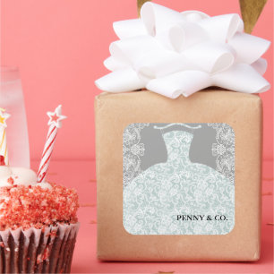 Sticker Carré BRIDE CO Quelque chose de bleu ici vient la fête d