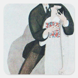 STICKER CARRÉ BRIDE ET GROUPE ROMANTIQUE