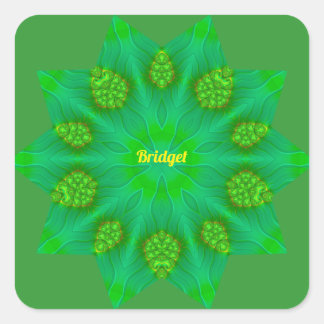 Sticker Carré ~BRIDGET ~ WOW! ~ 10 étoile pointue ~ Vert ~