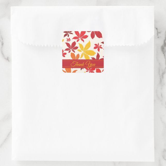 Sticker Carré Bright Fall Feuilles Merci Favoriser Balise (Sac)