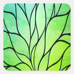 Sticker Carré Bright Green Hues Creative Leave Motif