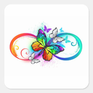Sticker Carré Bright infinity with rainbow butterfly