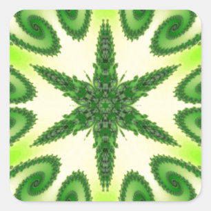 Sticker Carré Bright Mint Green Kaleidoscop Art