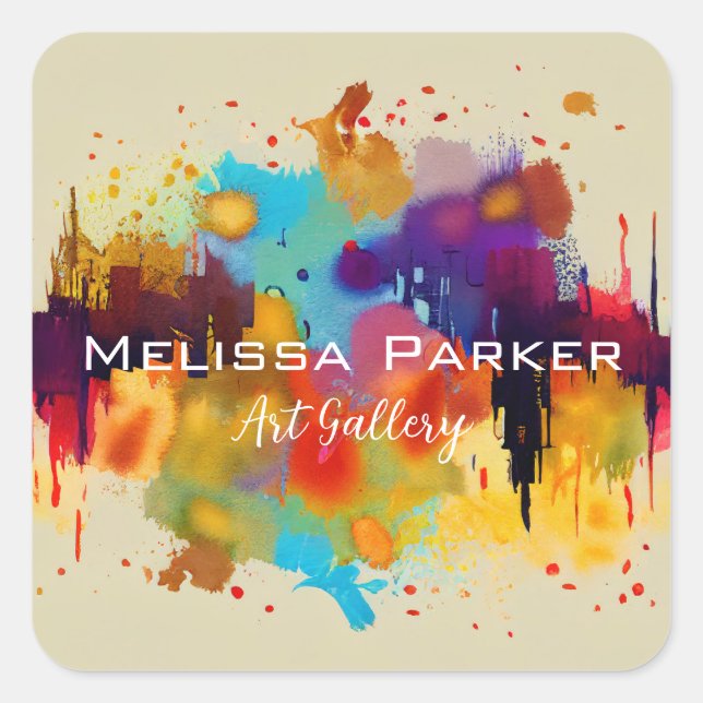 Sticker Carré Bright Modern Cool Abstrait Watercolor Business (Devant)