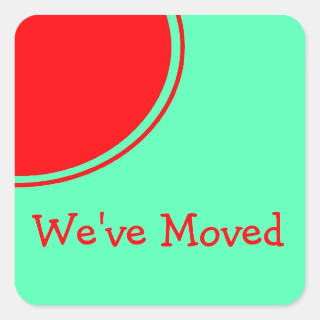 Sticker Carré Bright rouge orange vert Moving Faire-part (Devant)