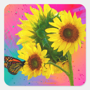 Sticker Carré Bright Sunflowers