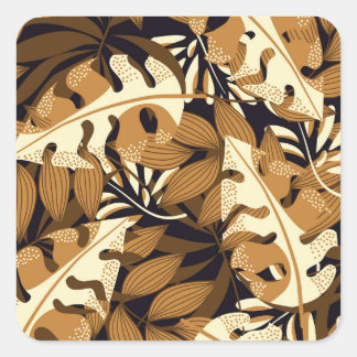 Sticker Carré Bright Tropical Feuilles Dark Motif