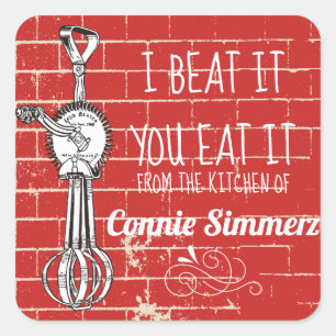 Sticker Carré brique beater d'oeuf de la cuisine de l'autocollan