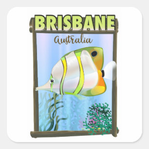 Sticker Carré Brisbane Australie poster de voyage tropical