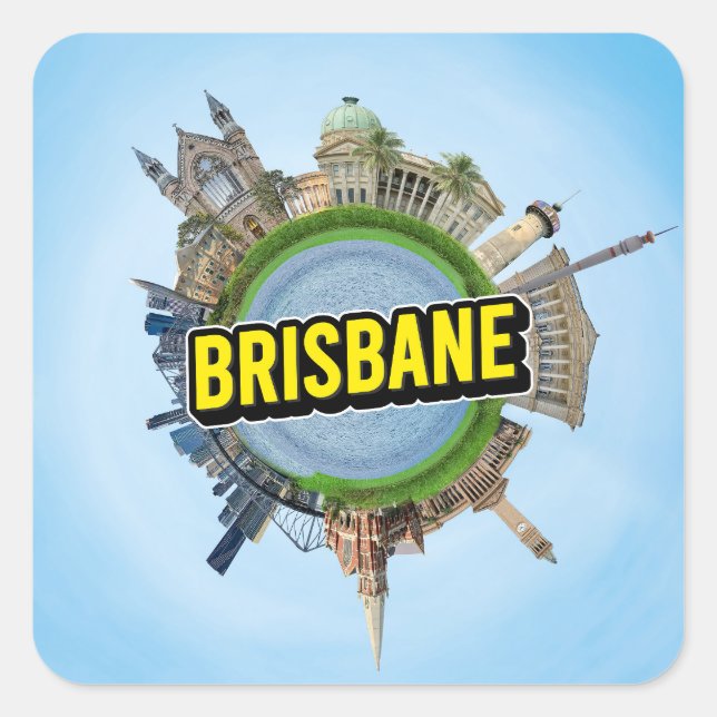 Sticker Carré Brisbane minuscule petite planète architecture mon (Devant)