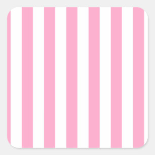 Sticker Carré Broad Stripes - blanc et rose carnation