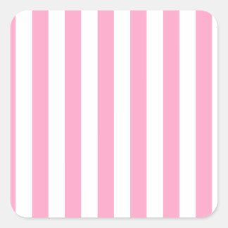 Sticker Carré Broad Stripes - blanc et rose carnation