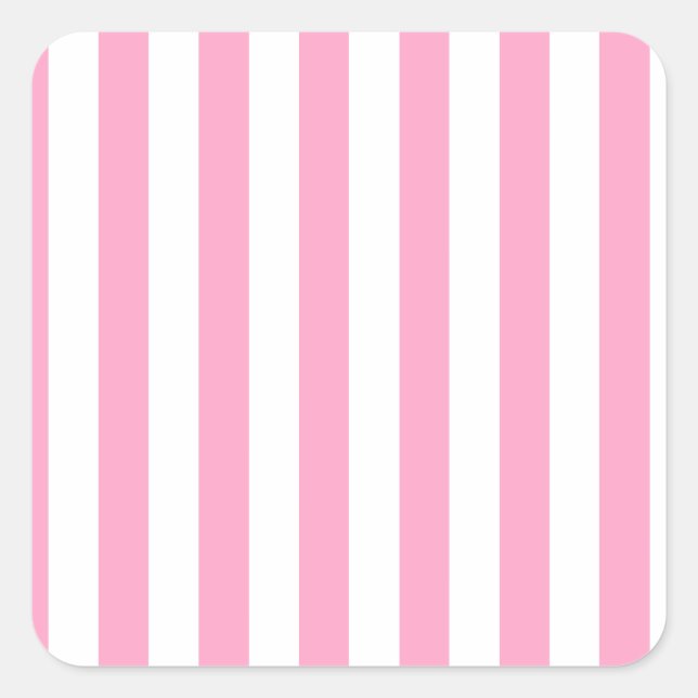 Sticker Carré Broad Stripes - blanc et rose carnation (Devant)