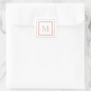 Sticker Carré Brocher Bbeige et blanc carré bordure monogramme