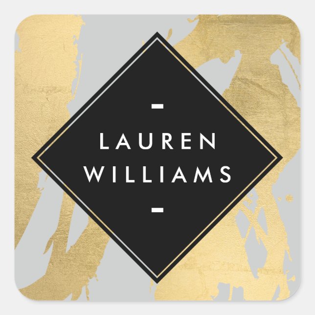 Sticker Carré Brochures Edgy Faux Gold sur Grey (Devant)