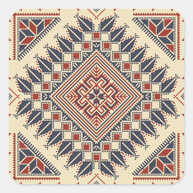 Sticker Carré Broderie palestinienne traditionnelle (Devant)