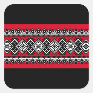 Sticker Carré Broderie rouge