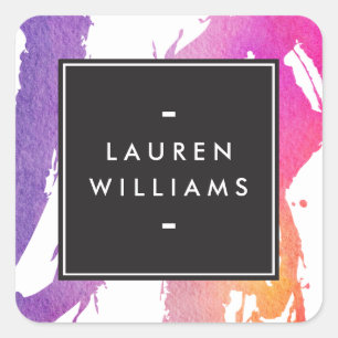 Sticker Carré Brosses d'aquarelle Abstraite rétro