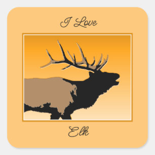 Sticker Carré Brouillonnant Bull Elk au coucher du soleil Art or