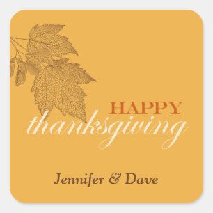 Sticker Carré Brown chute laisse bon thanksgiving jaune doré