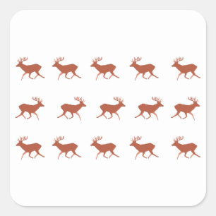 Sticker Carré Brown Deer Walking Festive Motif