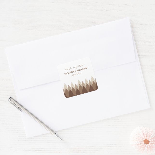 Sticker Carré Brown Forest Range Mariage (Enveloppe)