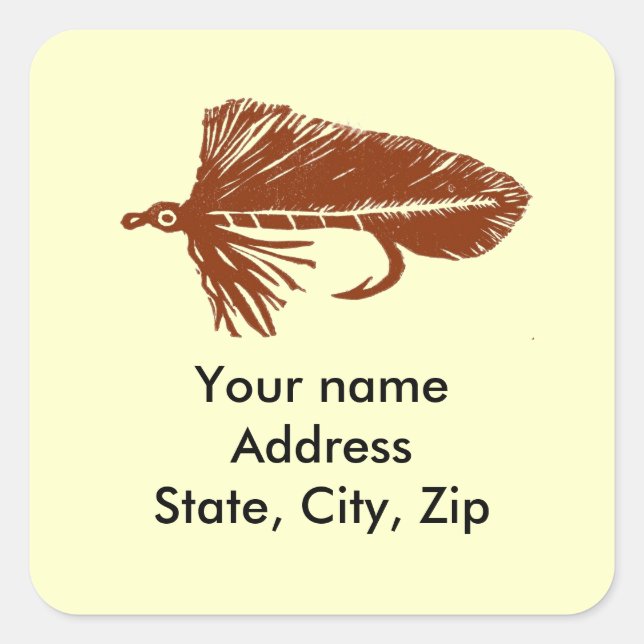 Sticker Carré Brown Matuka, pêche à la mouche, liage à la mouche (Devant)