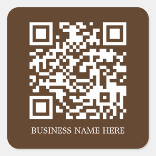 Sticker Carré Brown simple et moderne Code QR Nom commercial