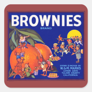 Sticker Carré Brownies Marque California Oranges