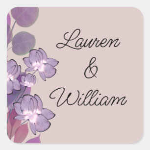 Sticker Carré Bruant pourpre mauve floral