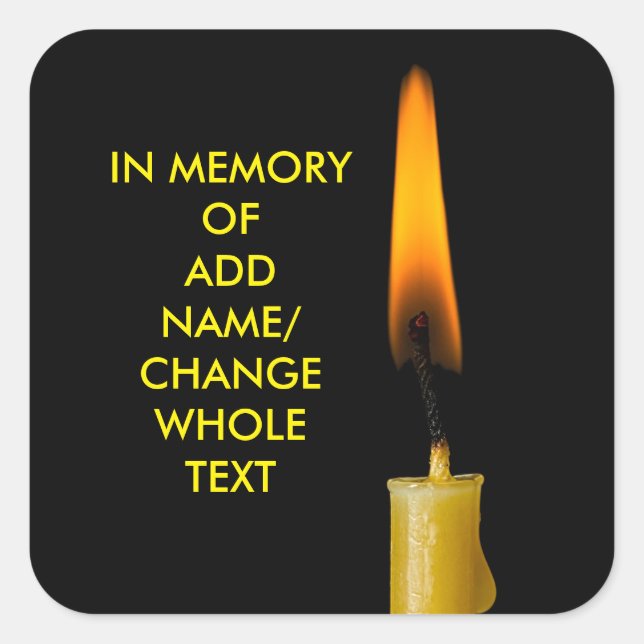 Sticker Carré Brûler La Bougie Et Votre Texte (Devant)
