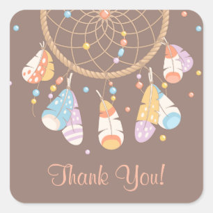 Sticker Carré Brun tribal de Merci de Dreamcatcher Boho