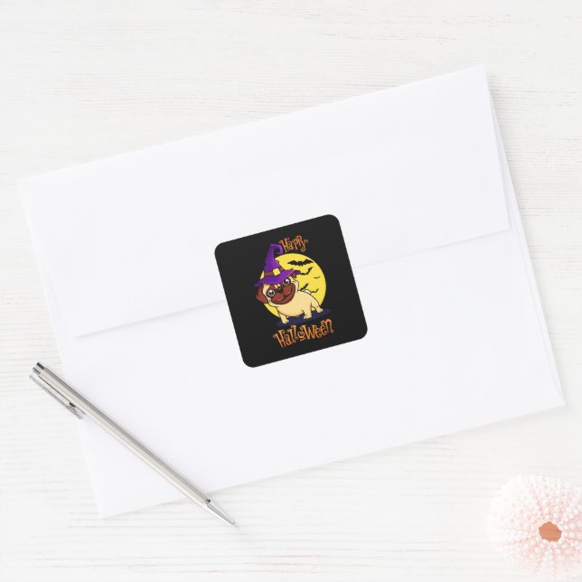 Sticker Carré Bruno the Witchy French Bulldog (Enveloppe)