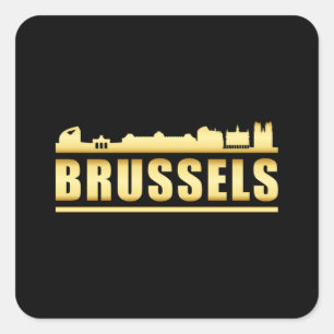Sticker Carré Brussels Belgium City Skyline Cityscape Funny Cade