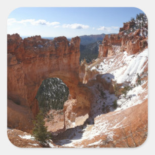 Sticker Carré Bryce Canyon Pont naturel Paysage neigeux Photo