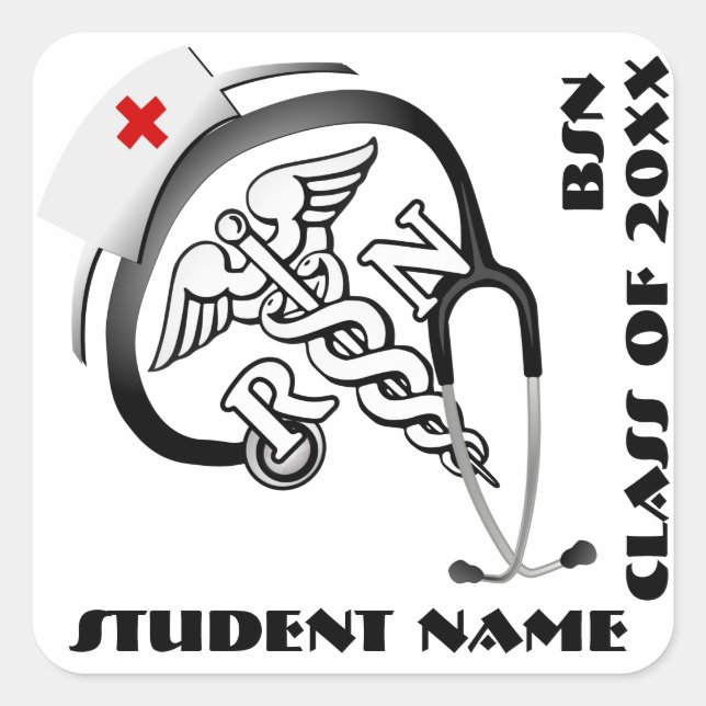 Sticker Carré BSN - Licence RN (Devant)