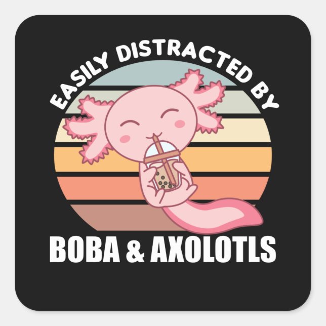 Sticker Carré Bubble Thé Axolotl Chocolat Sweet Animaux Boba (Devant)
