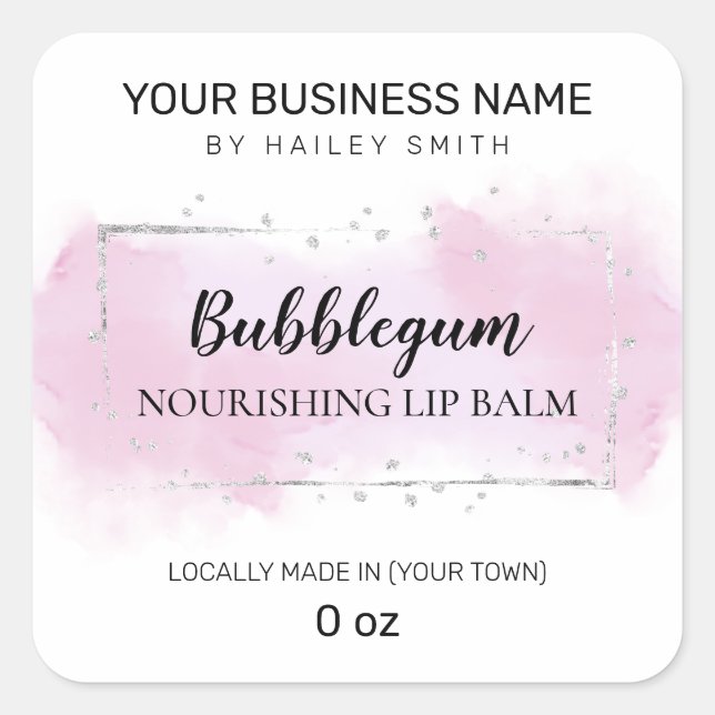 Sticker Carré Bubblegum Flavum Purple Et Silver Lip Balm (Devant)