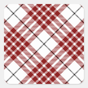 Sticker Carré Buchanan tartan rouge blanc plaid
