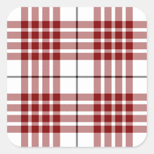 Sticker Carré Buchanan tartan rouge blanc plaid